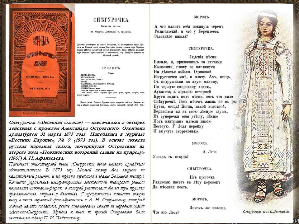 Пьеса весенняя сказка. а.н. островский "снегурочка": описание, герои, анализ произведения. й хор берендеев