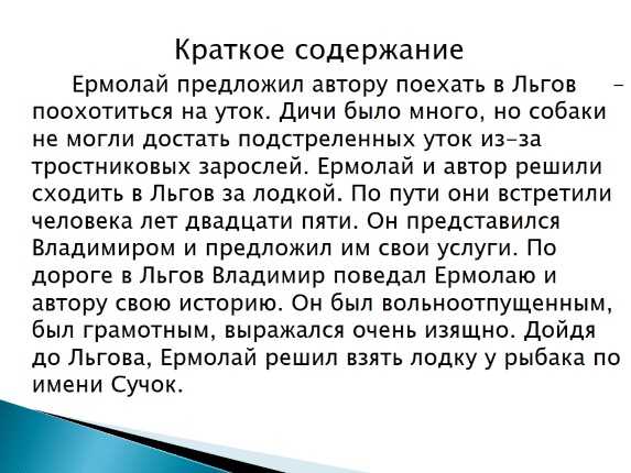 Краткое содержание записки охотника по главам с выводом