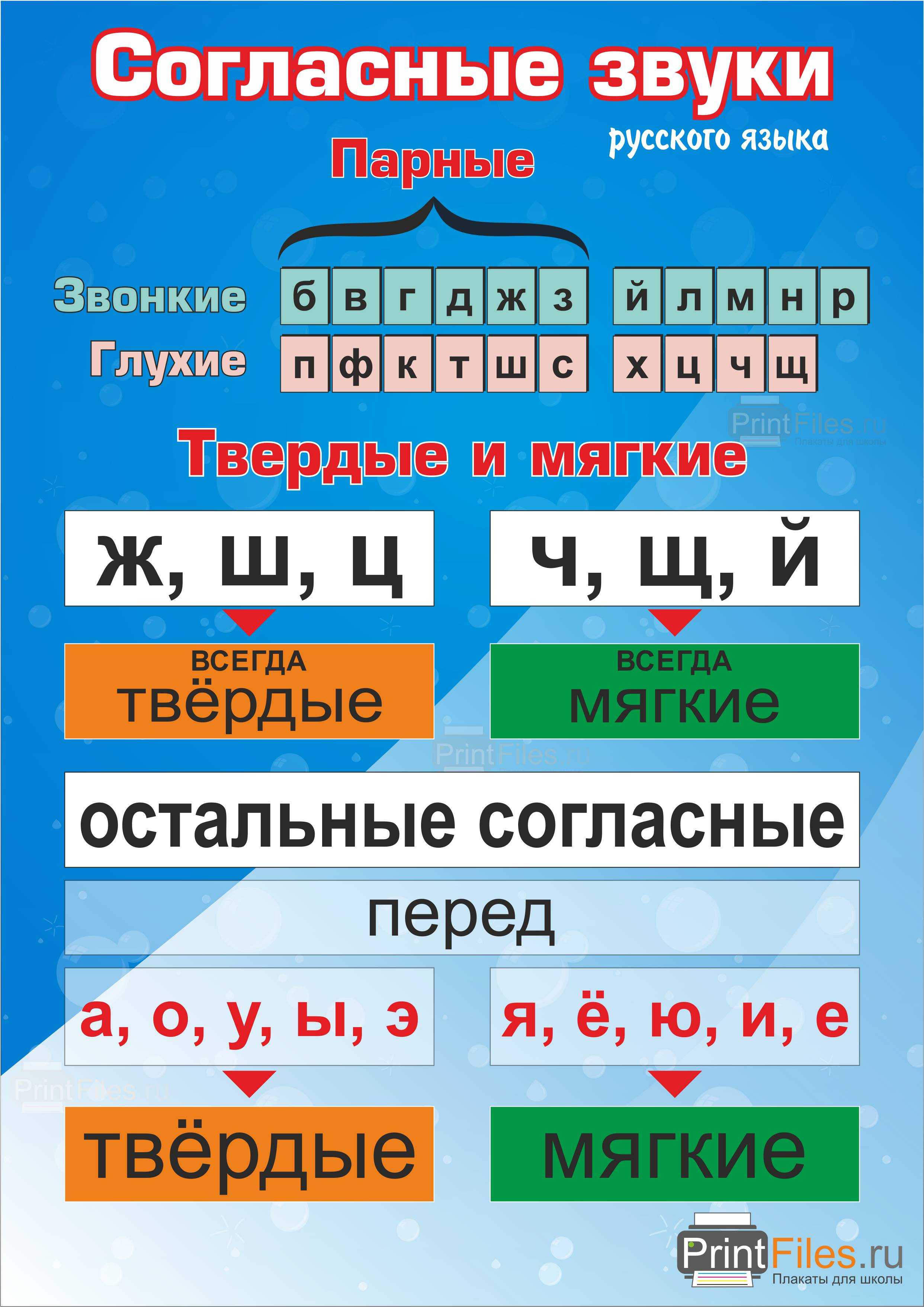 Твердые и мягкие согласные звуки 1 класс: таблица, правило