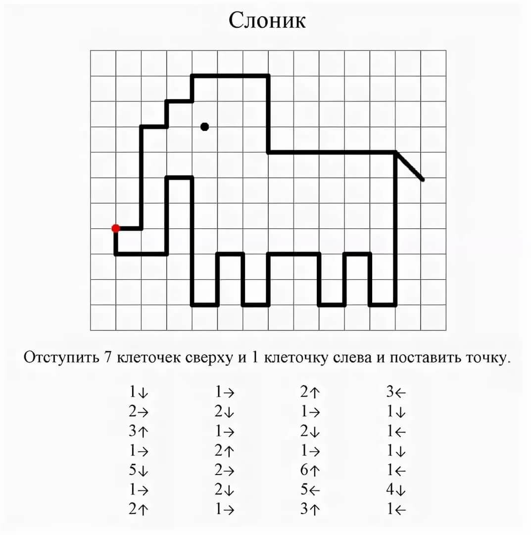 Графический диктант по клеточкам для дошкольников 6-7 лет