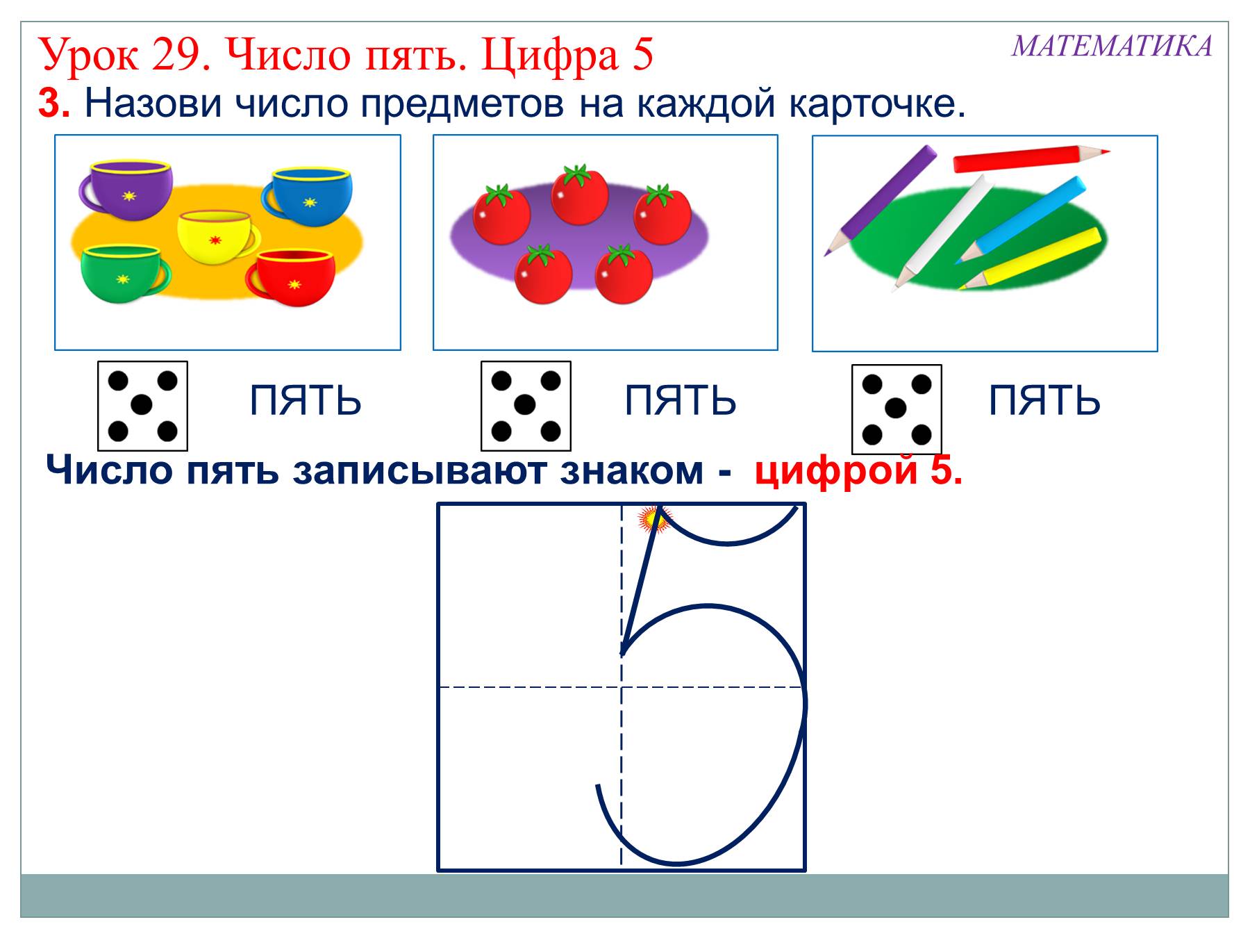 Конспект «образование числа и цифры 5» | коррекционная работа в школе  | учительский журнал