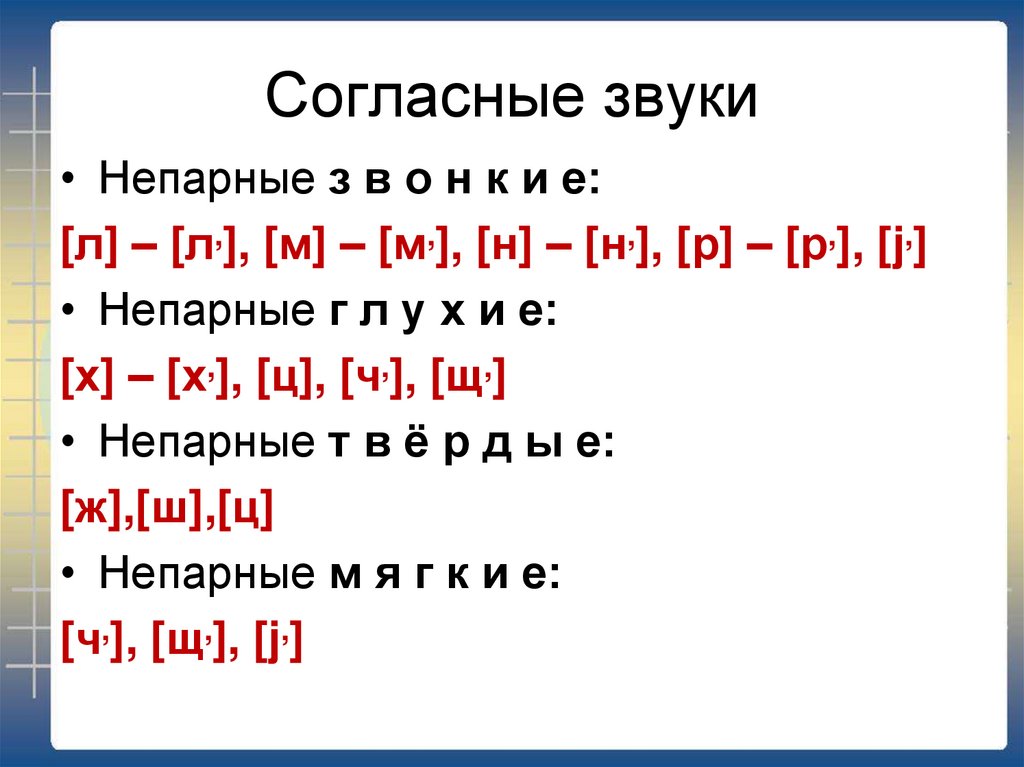 Согласные звуки