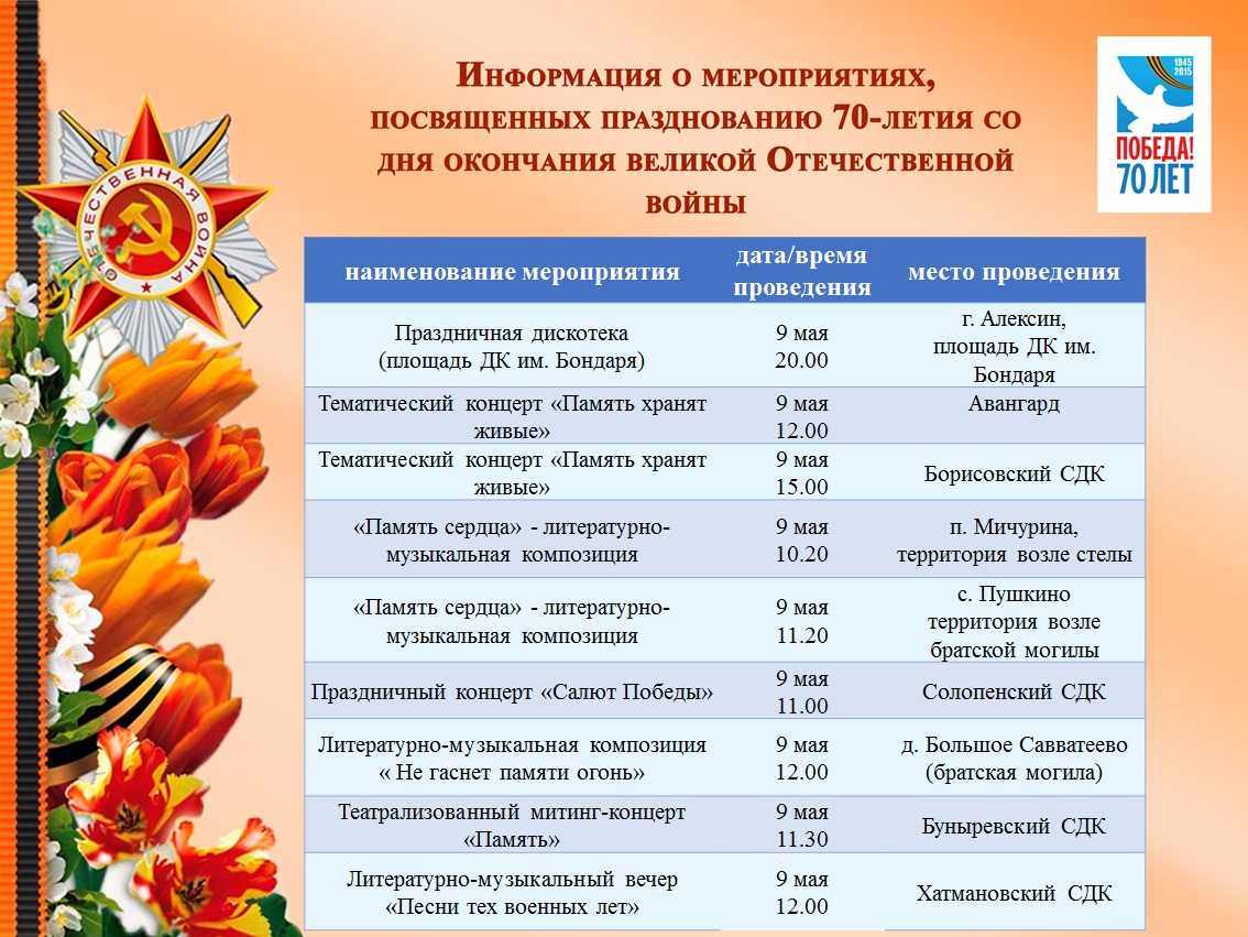 План патриотических мероприятий