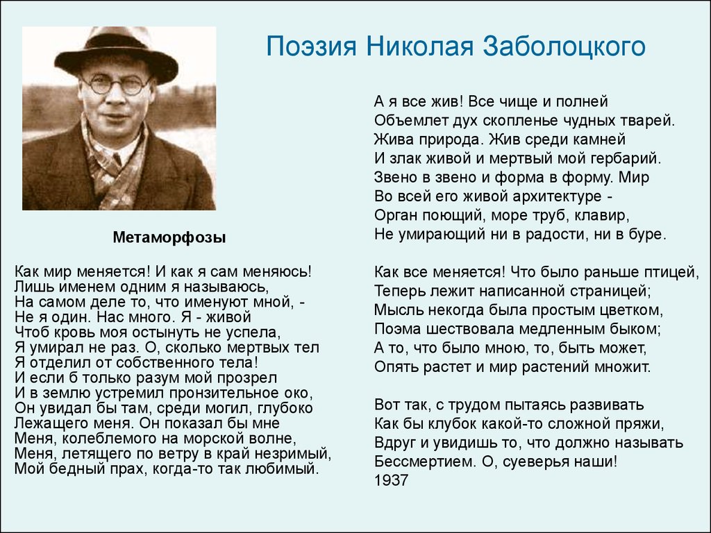 «портрет» николай заболоцкий: читать текст, анализ стихотворения