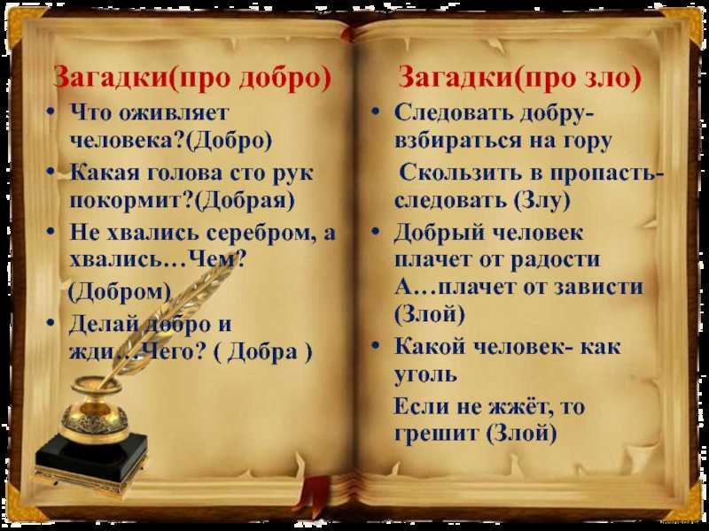 Презентация на тему: "1. что такое добро и зло 2.загадки на тему добра и зла 3.крылатые выражения.". скачать бесплатно и без регистрации.