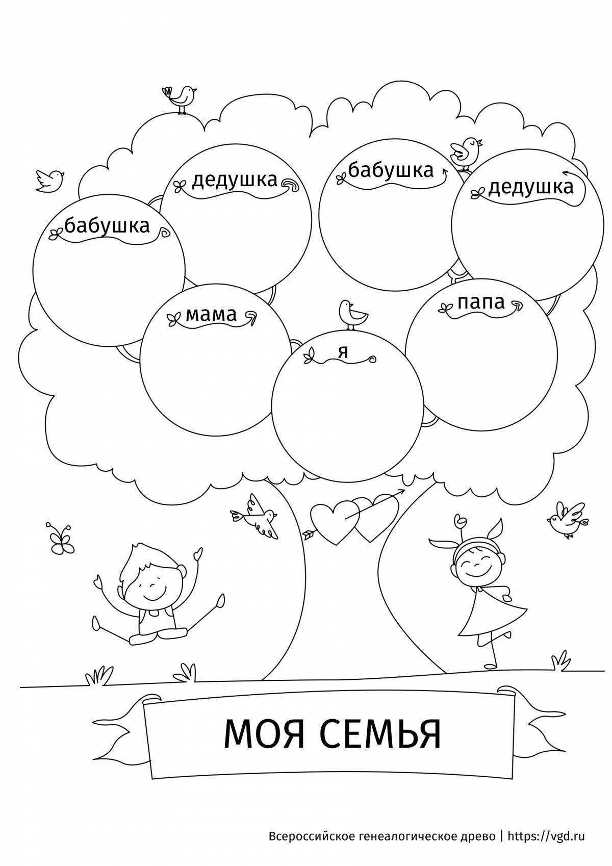 Генеалогическое древо для детского сада шаблон для раскрашивания